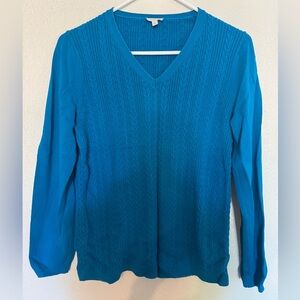 Talbots Women’s Knit Blue V-Beck Sweater Sz M